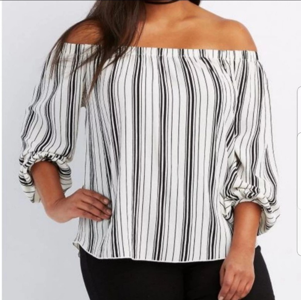 Charlotte Russe Off Shoulder Stripe Top, sz XL